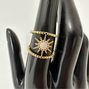 18K Gold Plated Sun Geometric Open Ring